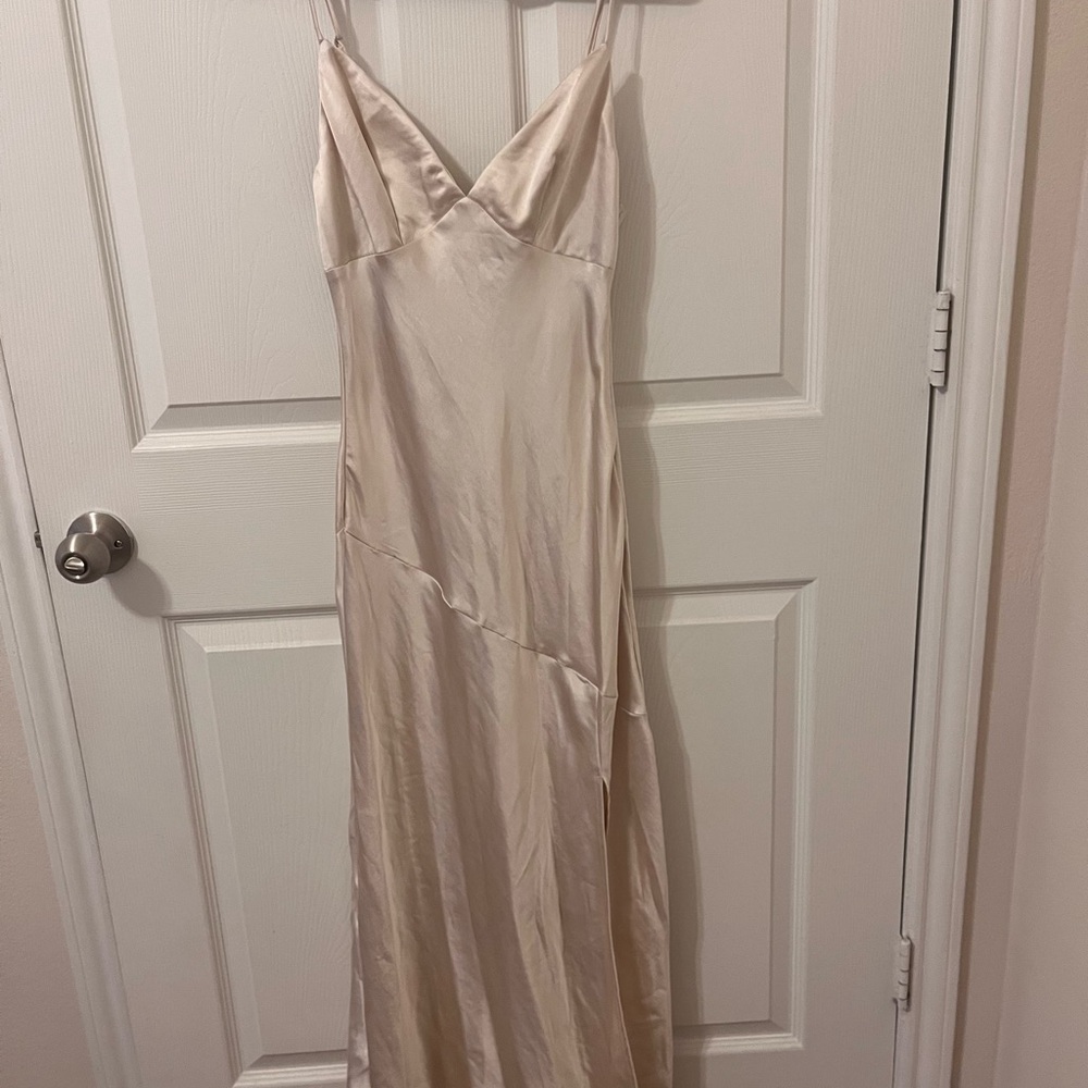 Elegant Cream Satin Slip Dress